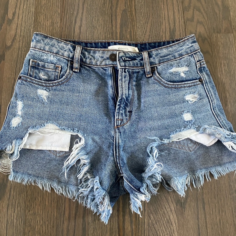 Frayed High Waisted Jean Shorts Sz XS